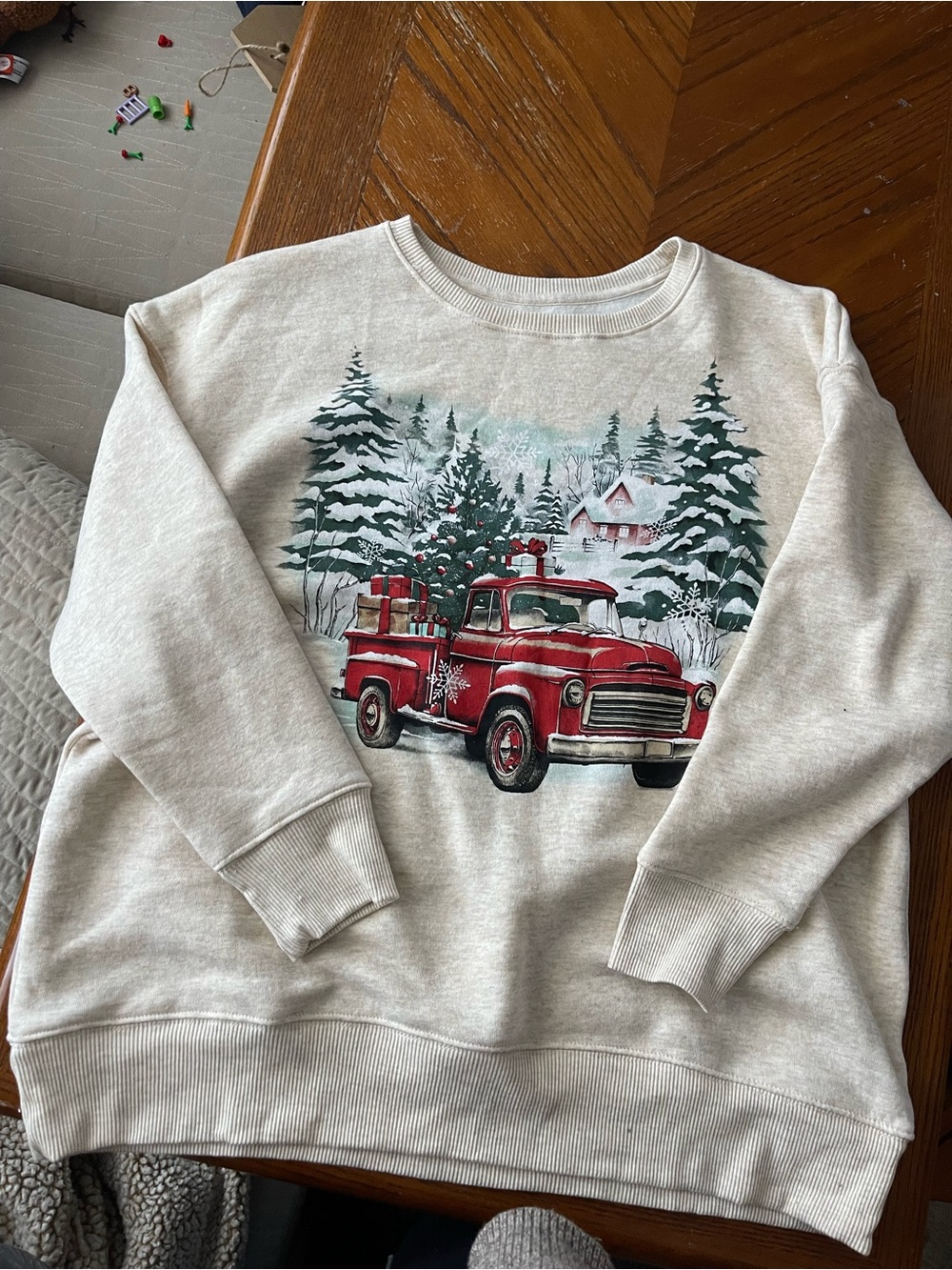 Holiday Time Cream Sweatshirt with Red Vintage Truck